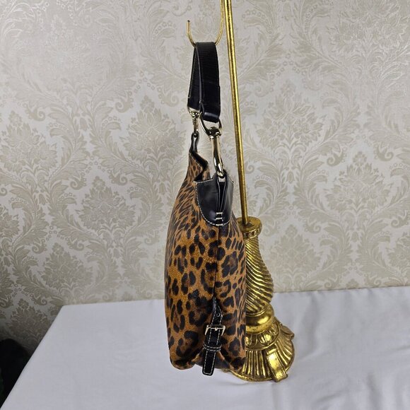 Dooney & Bourke Animal Print Small Logo Loc Sack Hobo Bag Single Strap Vintage - Picture 3 of 16